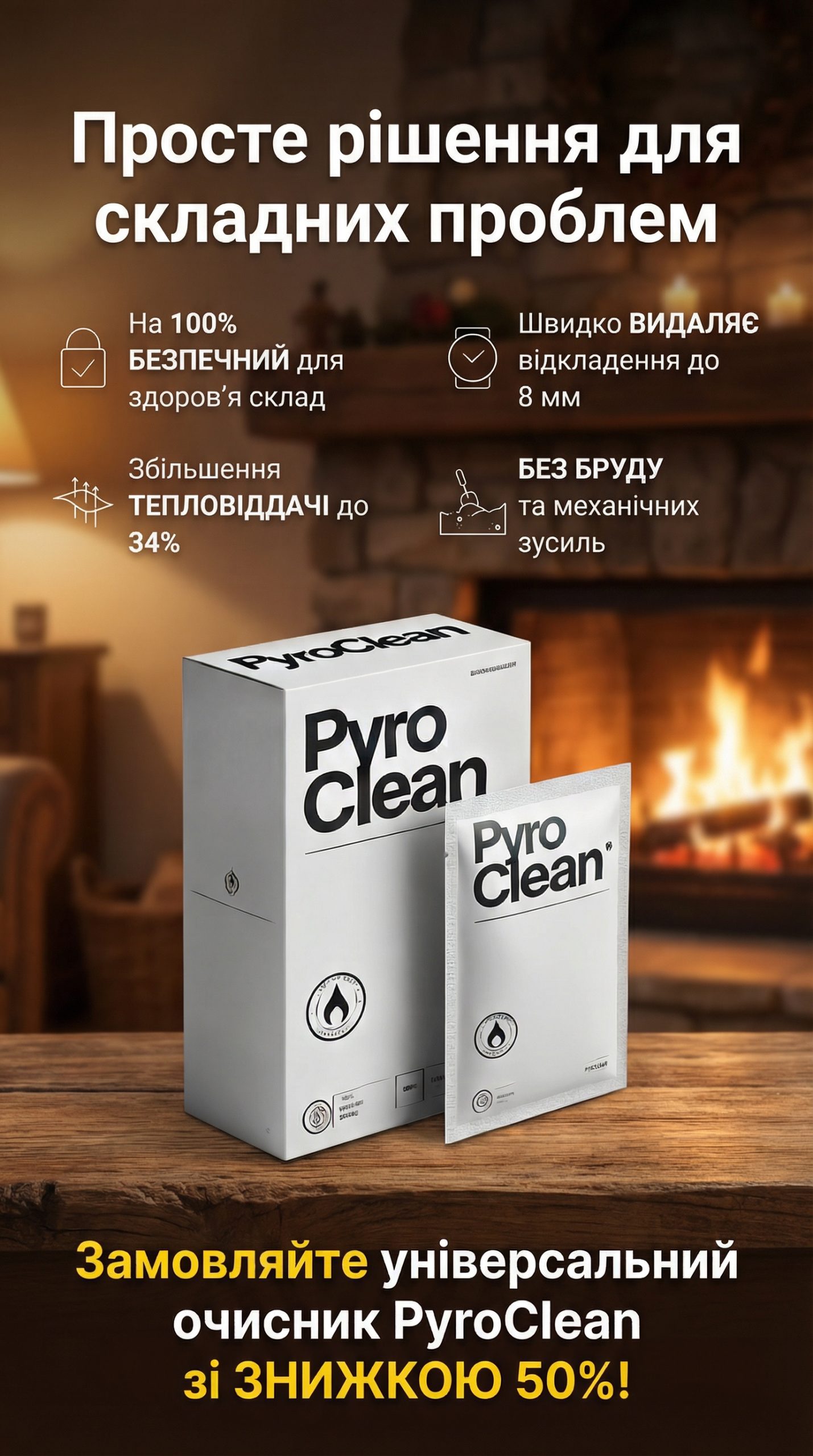 Інноваційний очисник для печей, котлів та камінів PyroClean